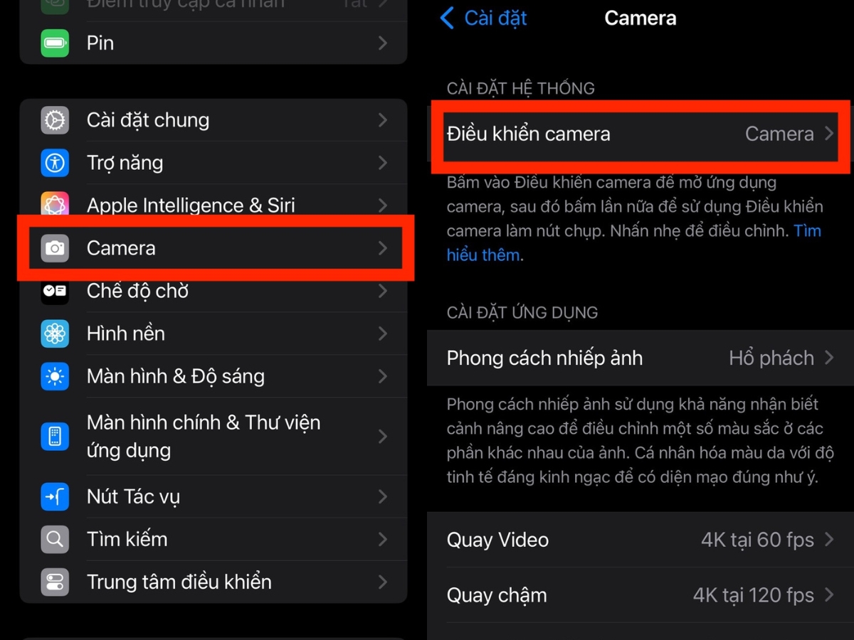 Chọn Điều khiển camera (Camera Control) Chọn Điều khiển camera (Camera Control)