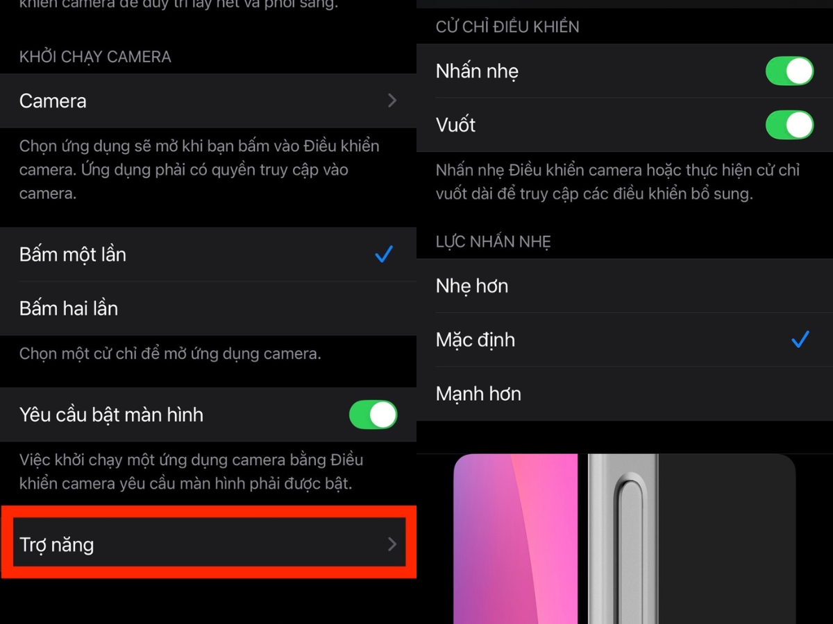 Tuỳ chỉnh lực nhấn Tuỳ chỉnh lực nhấn