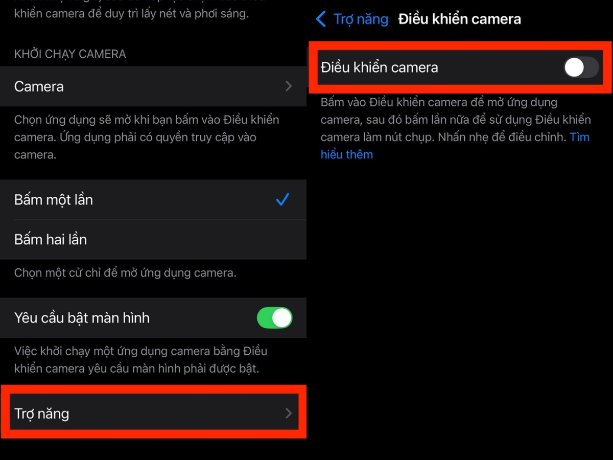 Tắt Điều khiển camera Tắt Điều khiển camera