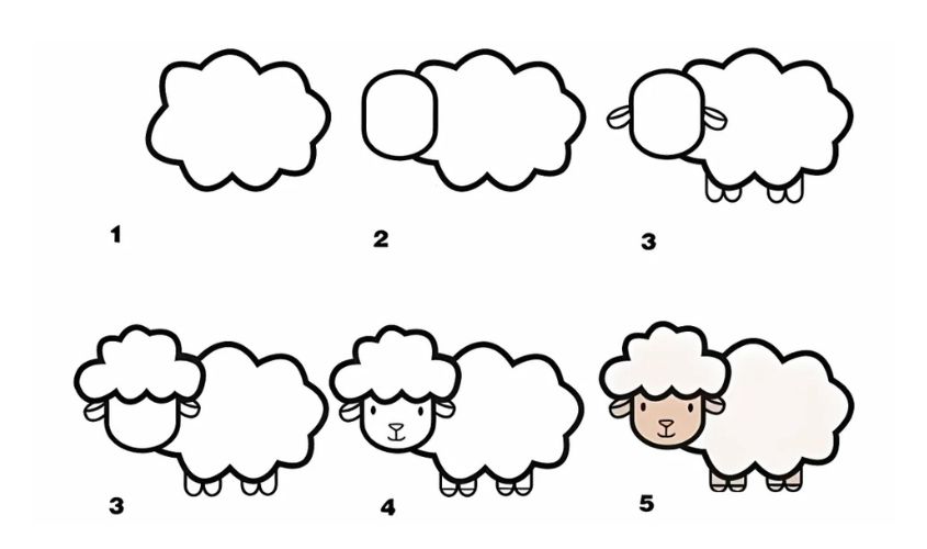 Cách vẽ con cừu 2 Cách vẽ con cừu 2