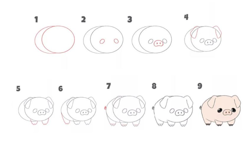 Hướng dẫn đơn giản để vẽ một chú heo con dễ thương