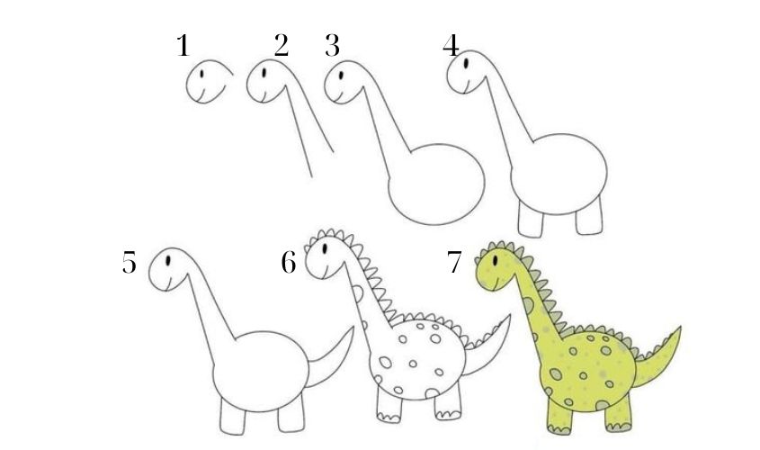 Cách vẽ con khủng long dễ thương Cách vẽ con khủng long dễ thương