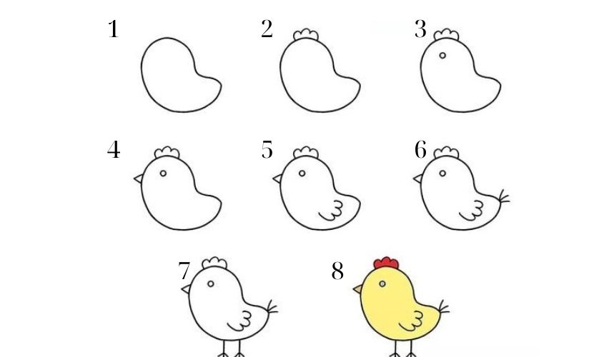 Cách vẽ con gà dễ thương Cách vẽ con gà dễ thương