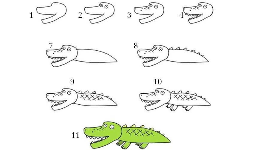 Cách vẽ con cá sấu đơn giản Cách vẽ con cá sấu đơn giản