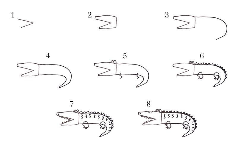 Cách vẽ con cá sấu dễ thương Cách vẽ con cá sấu dễ thương