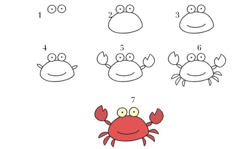 Cách vẽ con cua đơn giản nhất Cách vẽ con cua đơn giản nhất