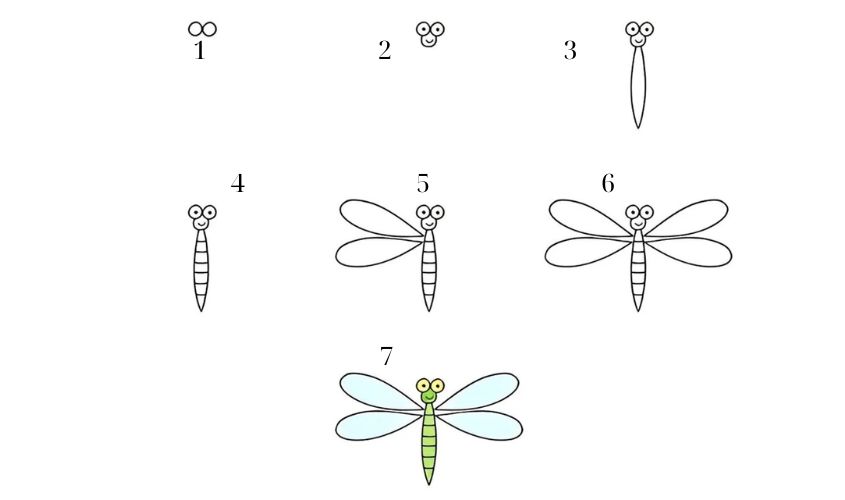 Cách vẽ con chuồn chuồn đơn giản Cách vẽ con chuồn chuồn đơn giản