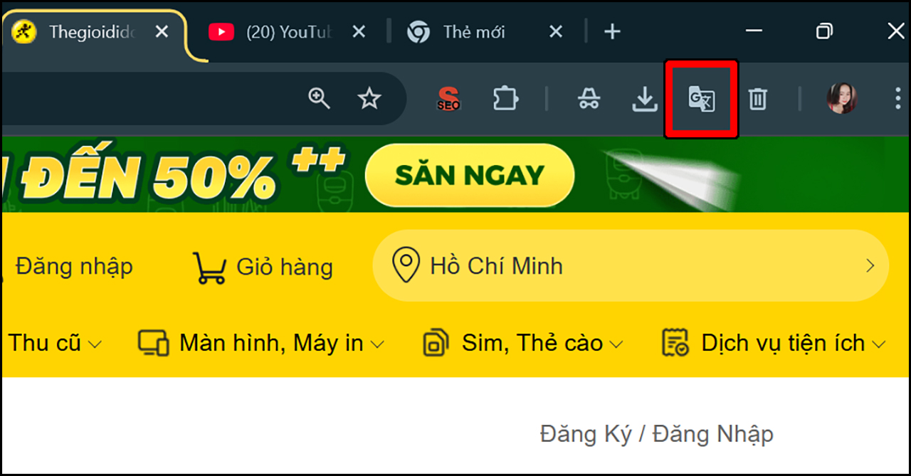 Cách ghim biểu tưởng Google dịch lên thanh công cụ Chrome