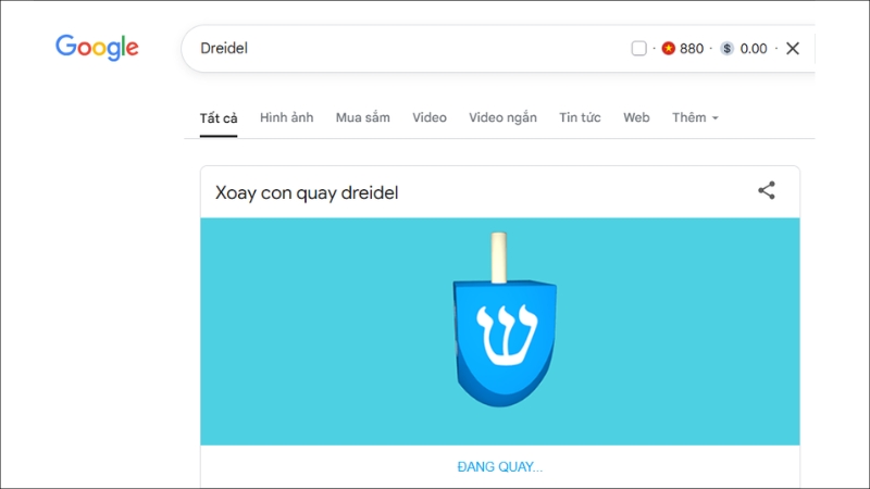 C&aacute;ch xoay con quay Dreidel tr&ecirc;n Google - Giao diện tr&ograve; chơi Dreidel 3D tr&ecirc;n Google Search - Thegioididong