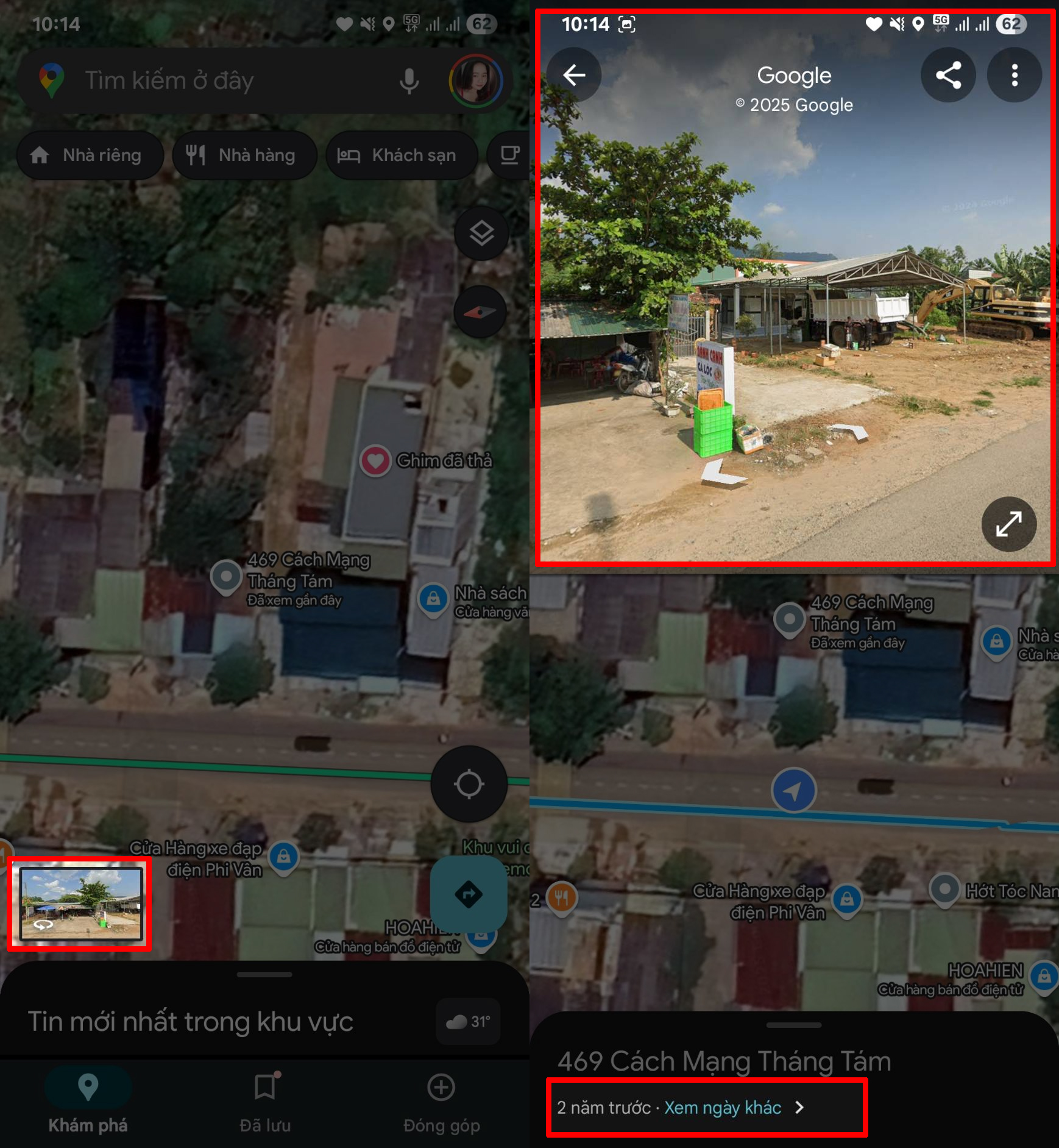 Cách xem nhà cũ trên Google Maps