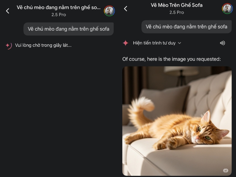 Đợi v&agrave;i gi&acirc;y để Gemini tạo ảnh