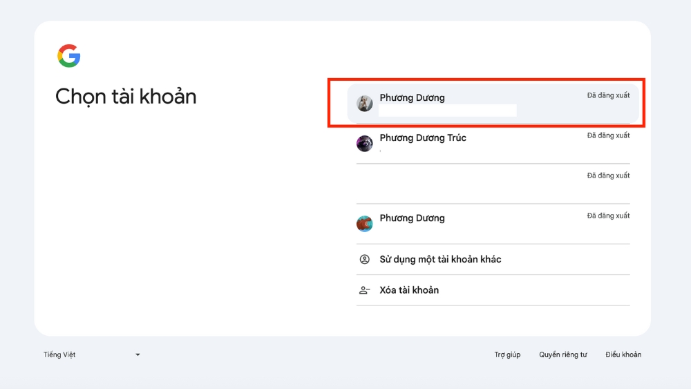 Đăng nhập t&agrave;i khoản Google