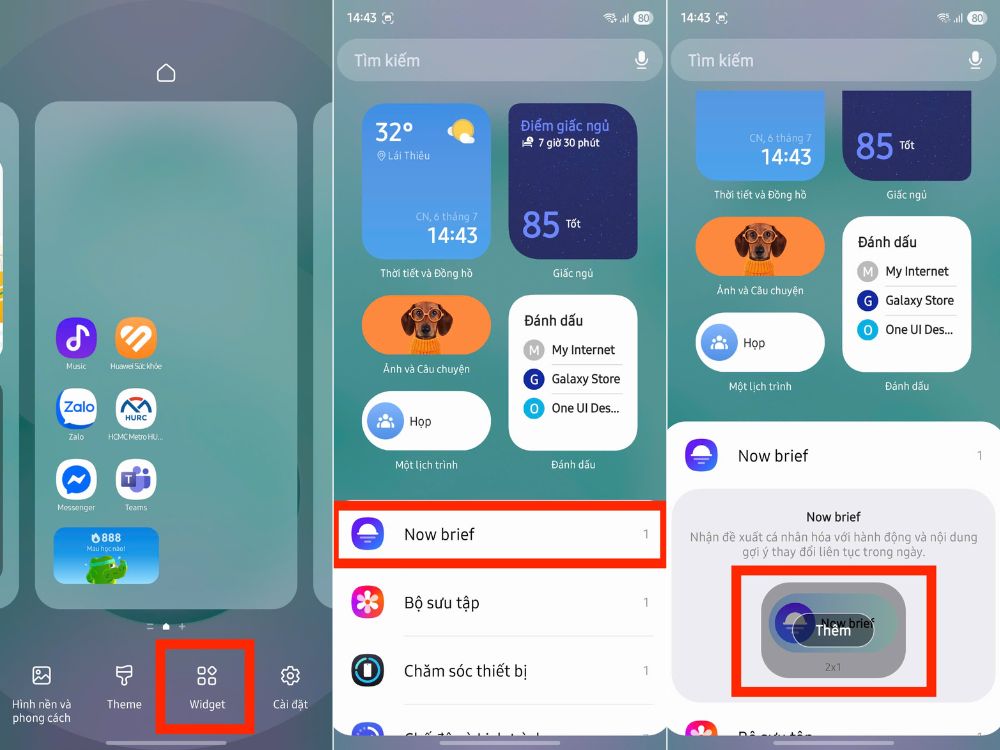 Th&ecirc;m widget Now Brief