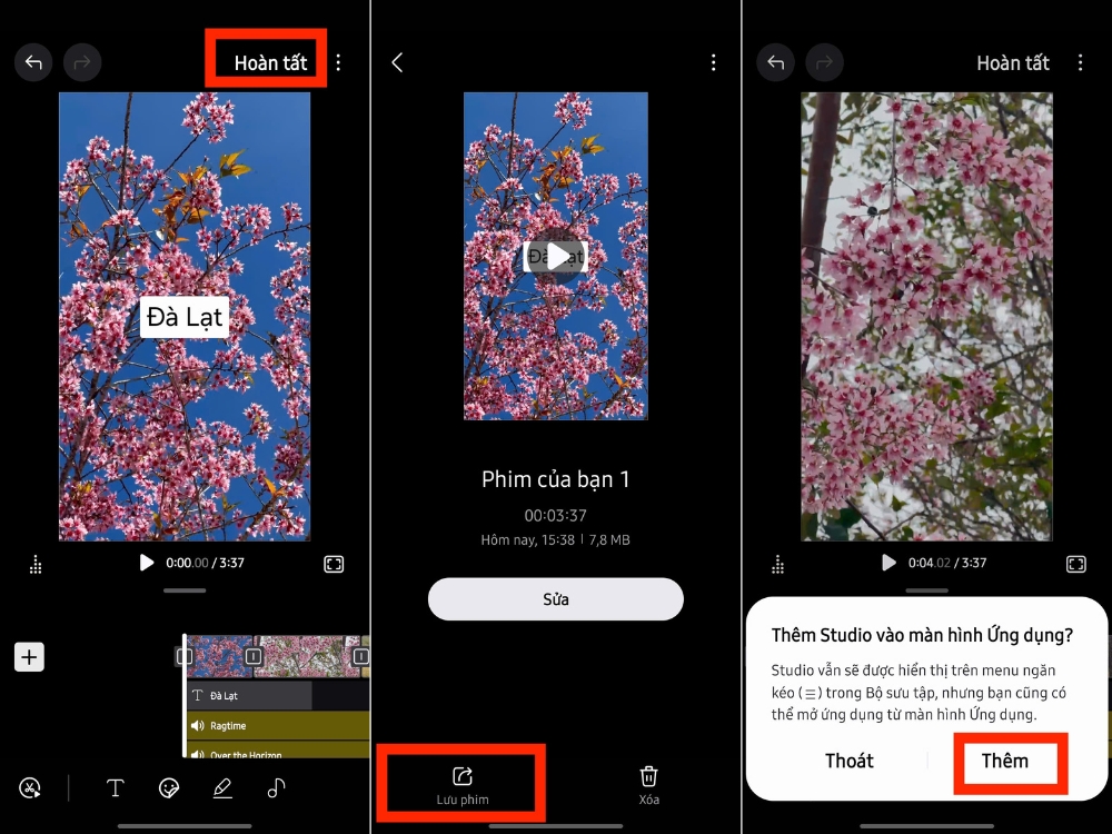 Ho&agrave;n tất >  Lưu phim