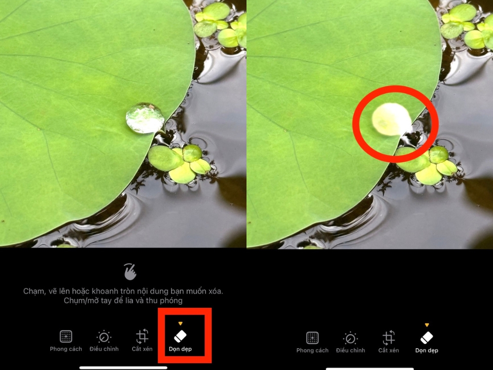 D&ugrave;ng tay khoanh tr&ograve;n l&ecirc;n vật thể cần x&oacute;a