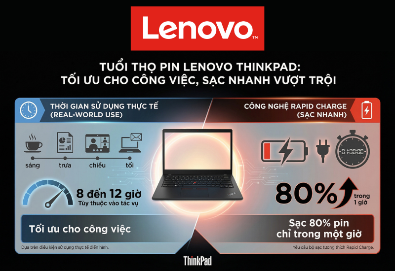 Lenovo ThinkPad với thời lượng pin ấn tượng