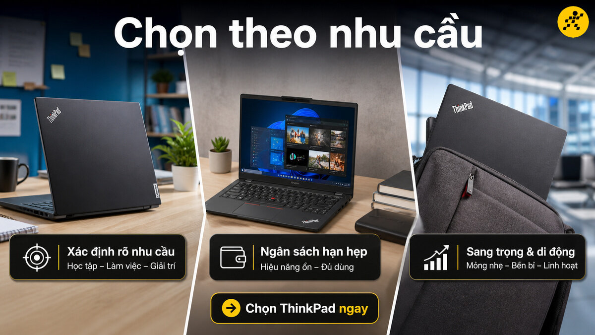 Chọn Lenovo ThinkPad theo nhu cầu sử dụng và ngân sách thực tế.