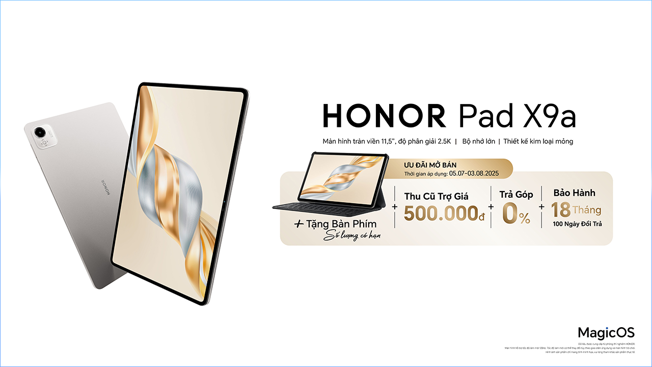 Hotsale Mở Bán Honor Pad X9A: Tặng Bao Da Kèm Bàn Phím, Giảm Thêm 100K Cho Hssv Và Nhiều Ưu Đãi Khác Hotsale Mở Bán Honor Pad X9A: Tặng Bao Da Kèm Bàn Phím, Giảm Thêm 100K Cho Hssv Và Nhiều Ưu Đãi Khác