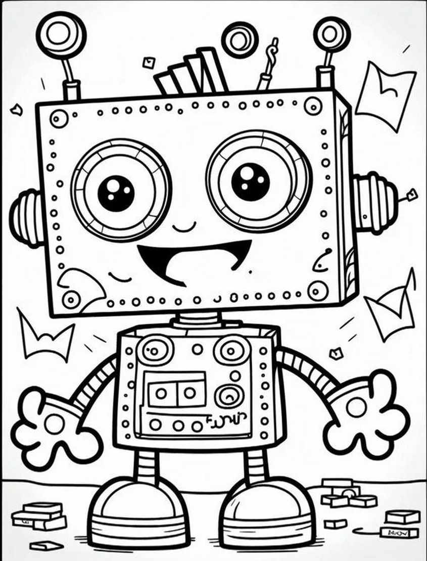 Tranh tô màu robot dễ thương - 14 Tranh tô màu robot dễ thương - 14