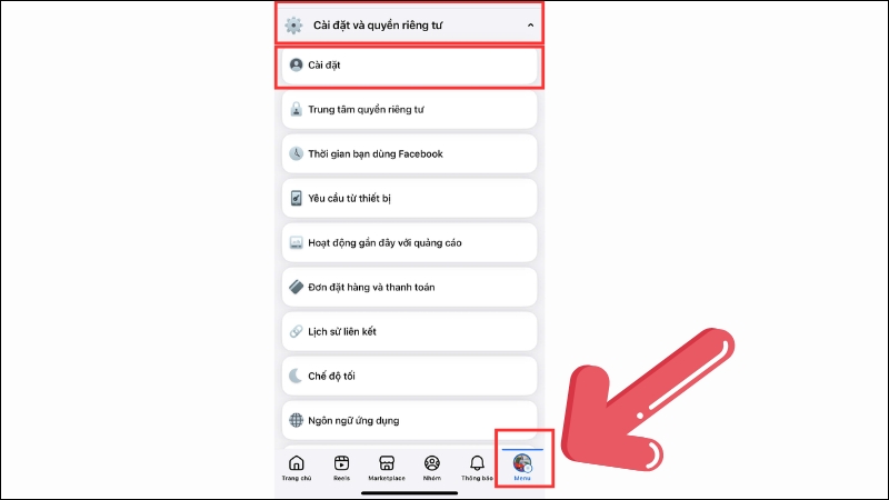 Chọn C&agrave;i đặt & quyền ri&ecirc;ng tư