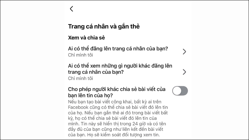 Ở phần Ai c&oacute; thể đăng l&ecirc;n trang c&aacute; nh&acirc;n của bạn?, chọn Chỉ m&igrave;nh t&ocirc;i