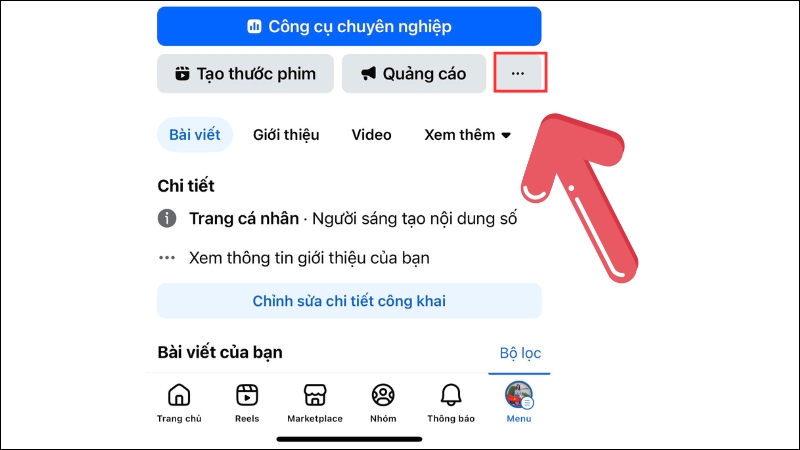 Chọn v&agrave;o biểu tượng dấu 3 chấm