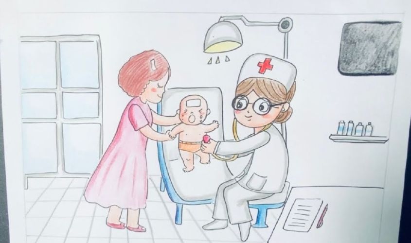 Tranh mẫu 6: ước mơ làm bác sĩ