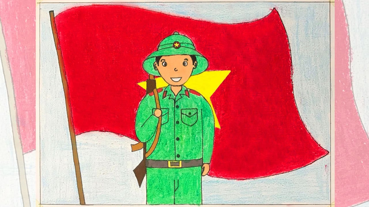 Tranh mẫu 1: ước mơ em làm chú bộ đội