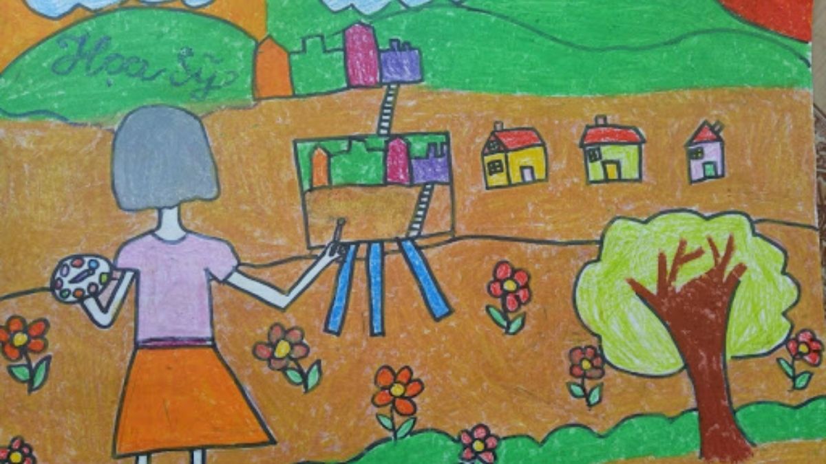 Tranh mẫu 1: ước mơ của em làm hoạ sĩ