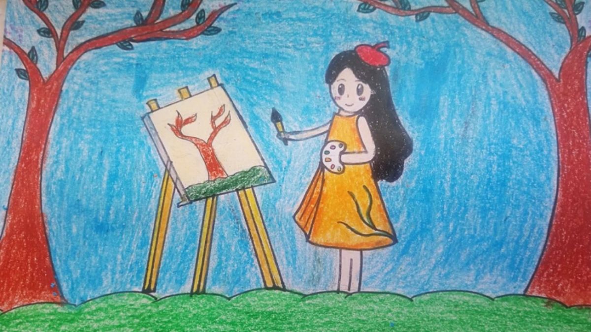 Tranh mẫu 2: ước mơ của em làm hoạ sĩ