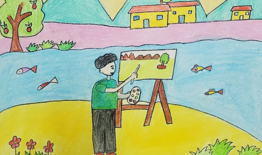 Tranh mẫu 9: ước mơ của em làm hoạ sĩ