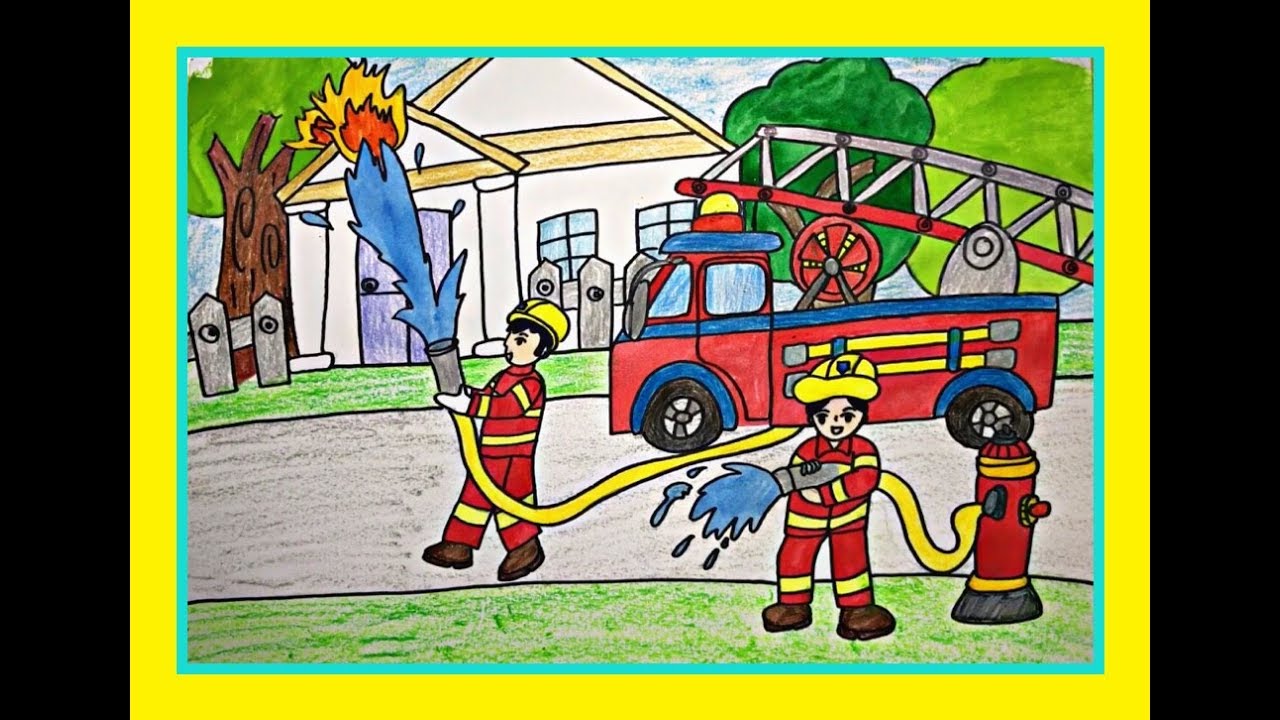 Tranh mẫu 1: ước mơ làm lính cứu hỏa