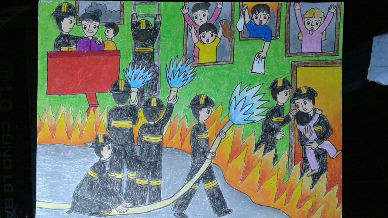 Tranh mẫu 5: ước mơ làm lính cứu hỏa