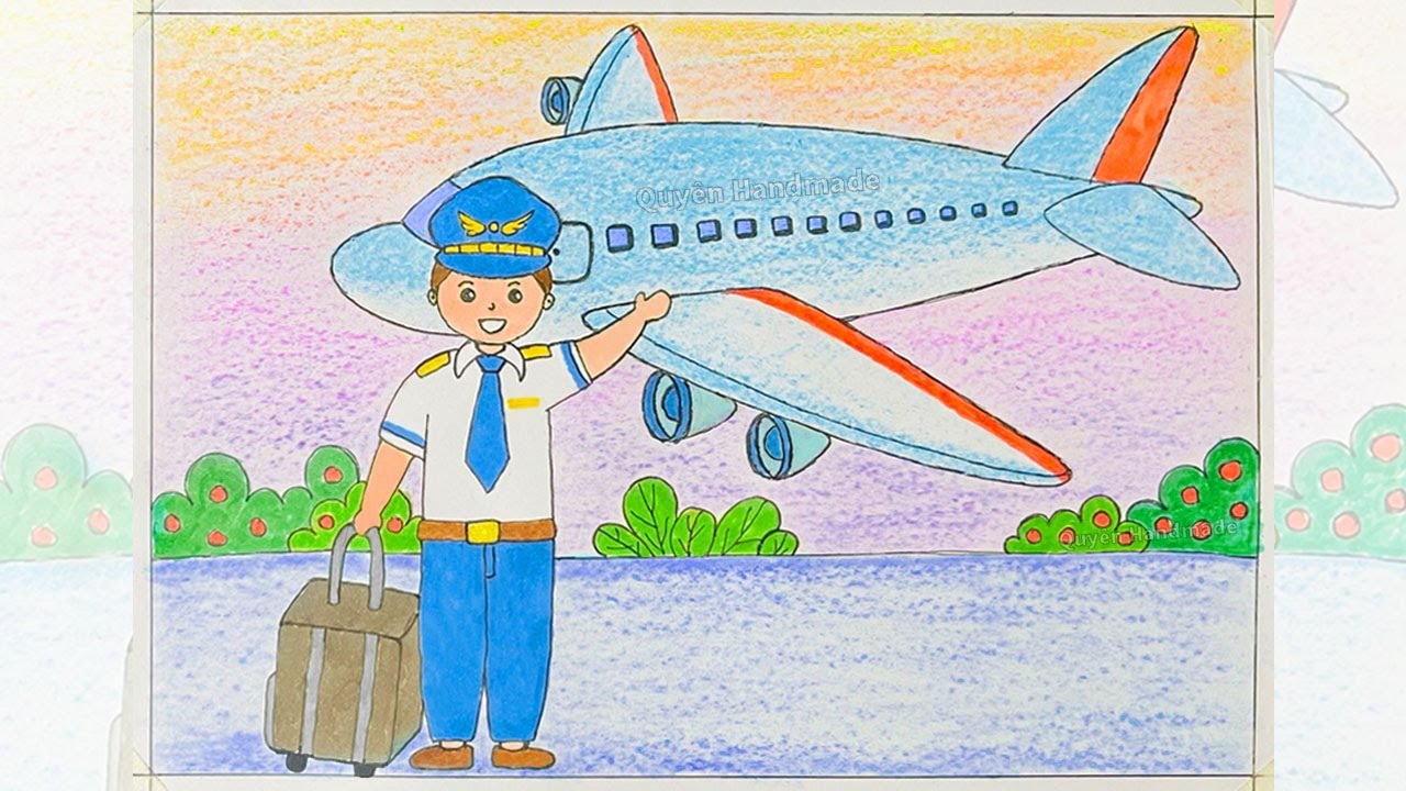 Tranh mẫu 2: ước mơ của em làm phi công/ tiếp viên hàng không