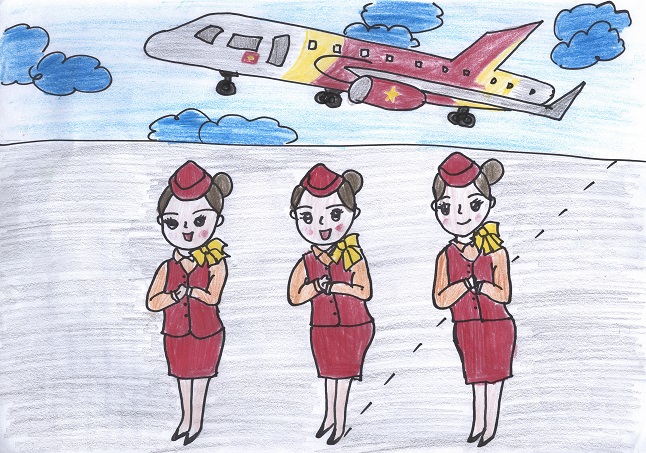 Tranh mẫu 3: ước mơ của em làm tiếp viên hàng không