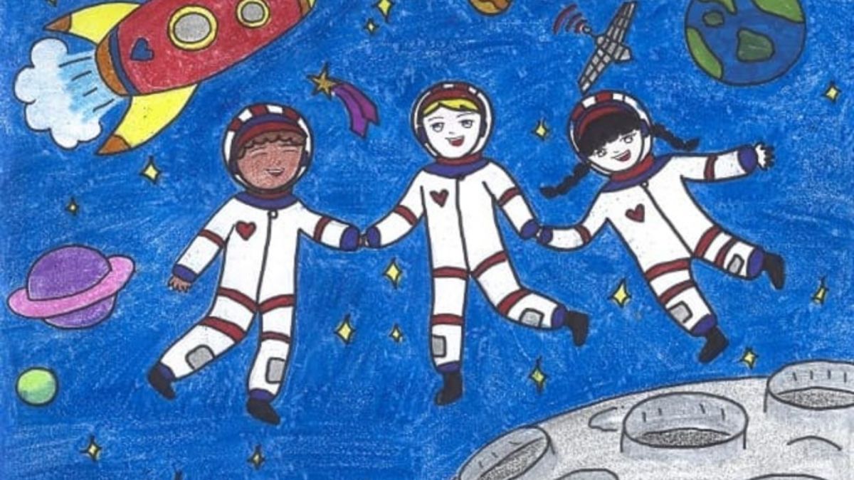 Tranh mẫu 6: ước mơ của em làm phi hành gia