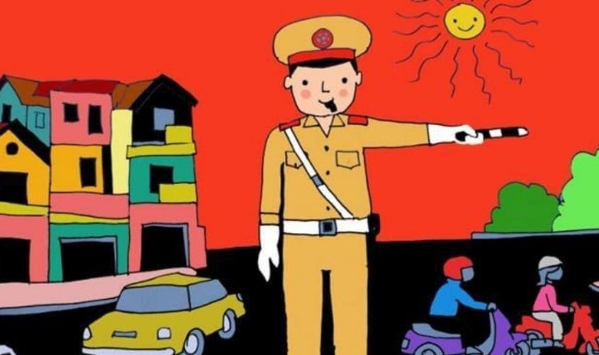 Tranh mẫu 4: ước mơ làm công an