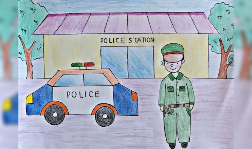 Tranh mẫu 5: ước mơ làm công an