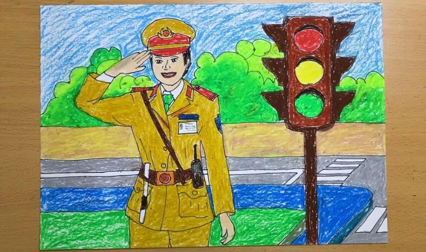 Tranh mẫu 7: ước mơ làm công an