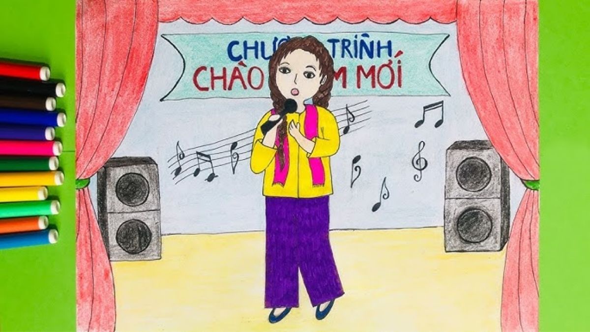 Tranh mẫu 1: ước mơ em làm ca sĩ