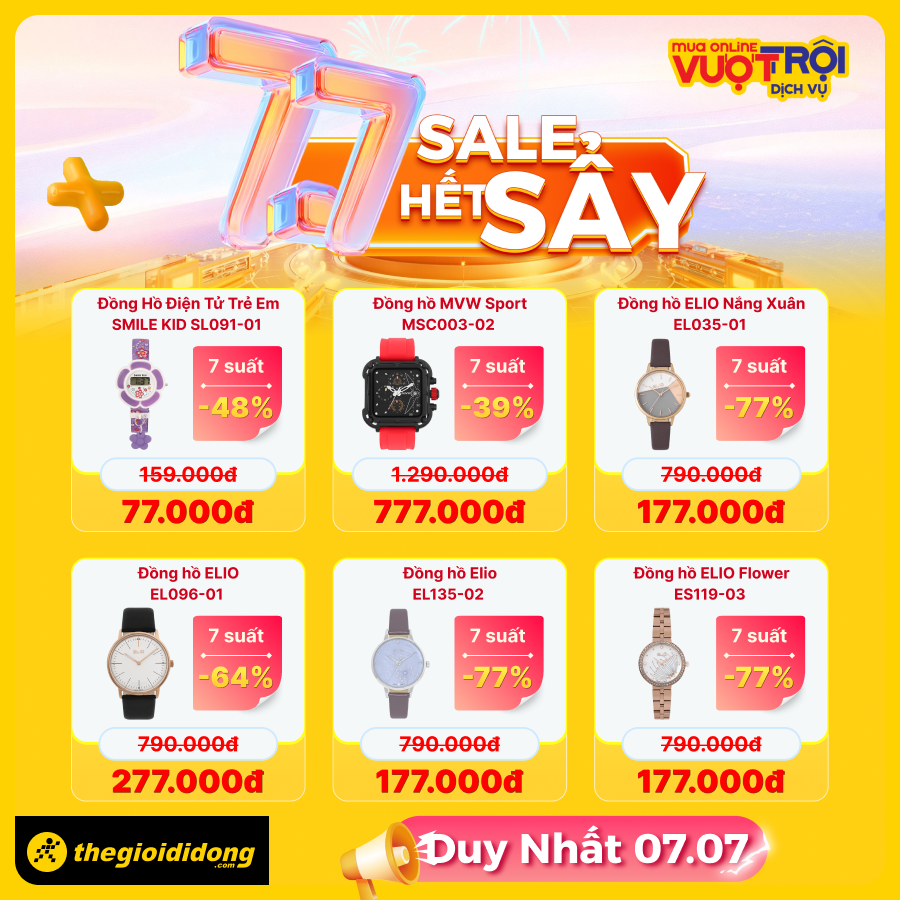 7/7 Sale Hết Sẩy: Smartphone Từ 1.7 Triệu, Iphone Giảm Đến 7 Triệu, Laptop, Phụ Kiện Giảm Ngất Ngây 7/7 Sale Hết Sẩy: Smartphone Từ 1.7 Triệu, Iphone Giảm Đến 7 Triệu, Laptop, Phụ Kiện Giảm Ngất Ngây