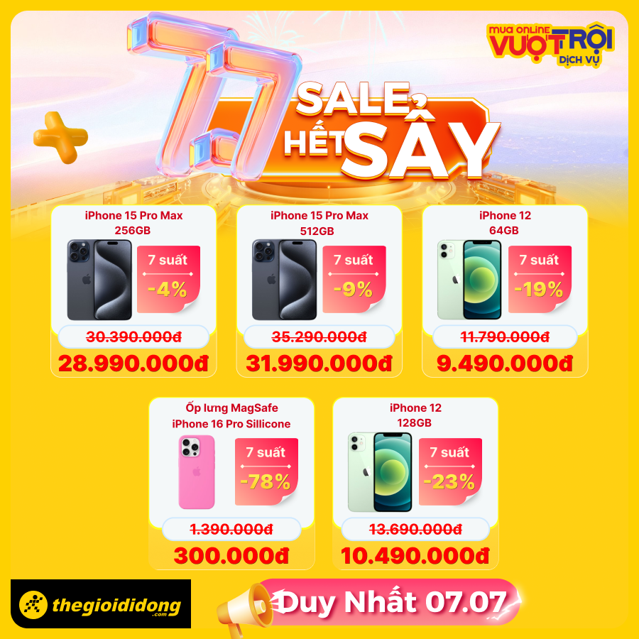 7/7 Sale Hết Sẩy: Smartphone Từ 1.7 Triệu, Iphone Giảm Đến 7 Triệu, Laptop, Phụ Kiện Giảm Ngất Ngây 7/7 Sale Hết Sẩy: Smartphone Từ 1.7 Triệu, Iphone Giảm Đến 7 Triệu, Laptop, Phụ Kiện Giảm Ngất Ngây