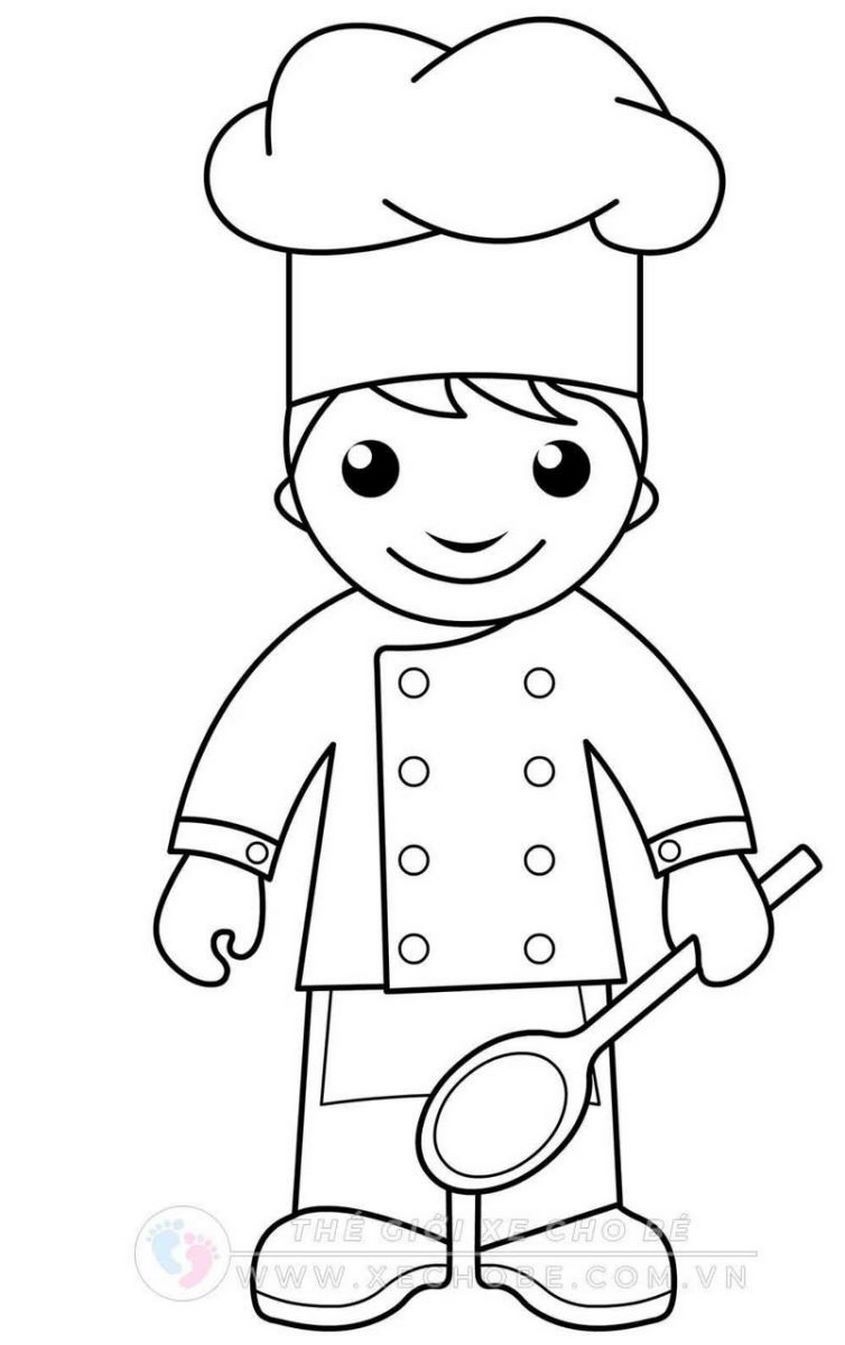 Tranh tô màu nghề nghiệp nam đầu bếp