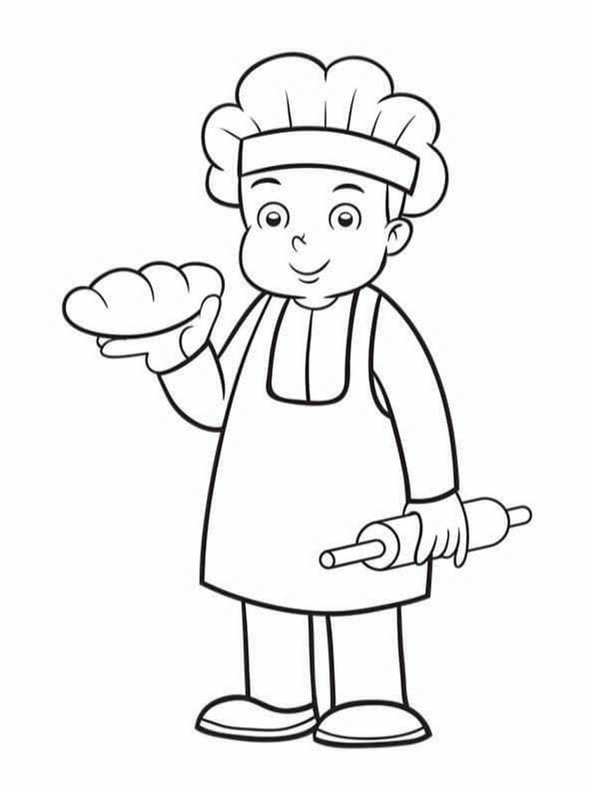 Tranh tô màu nghề nghiệp đầu bếp