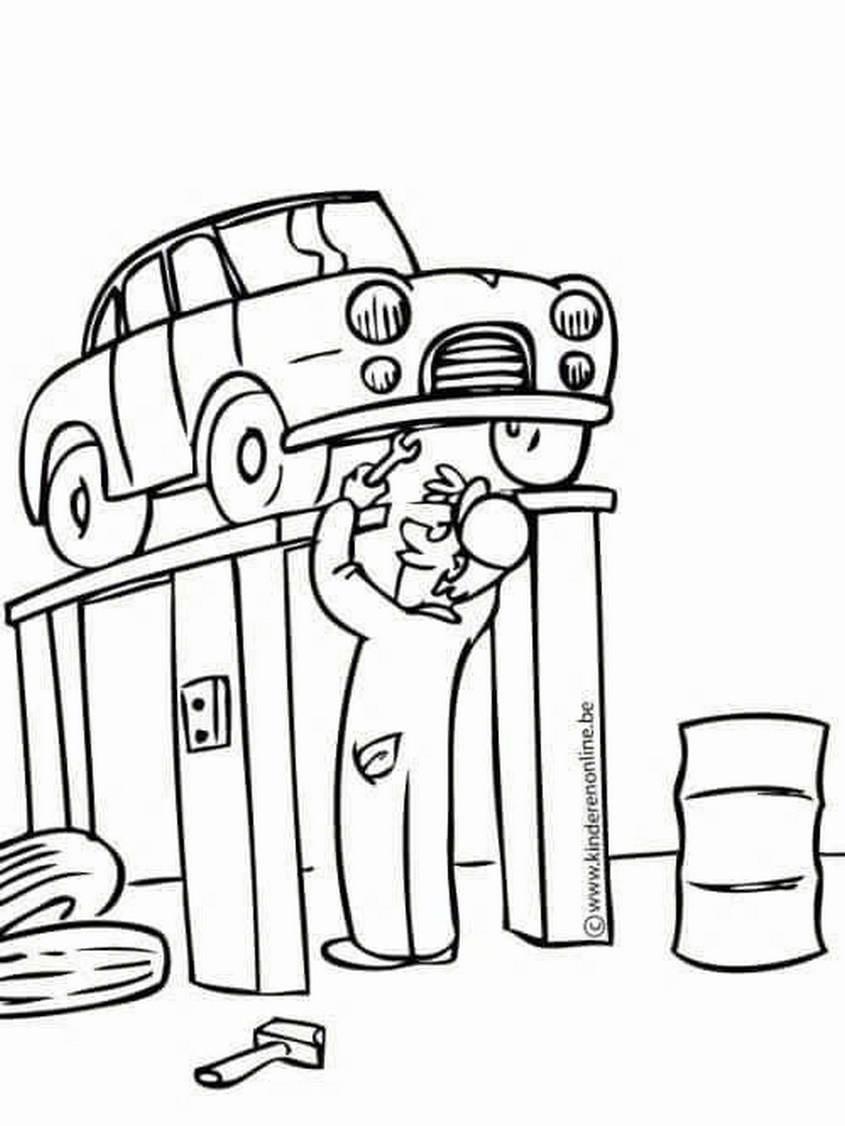 Tranh tô màu nghề nghiệp thợ sửa xe