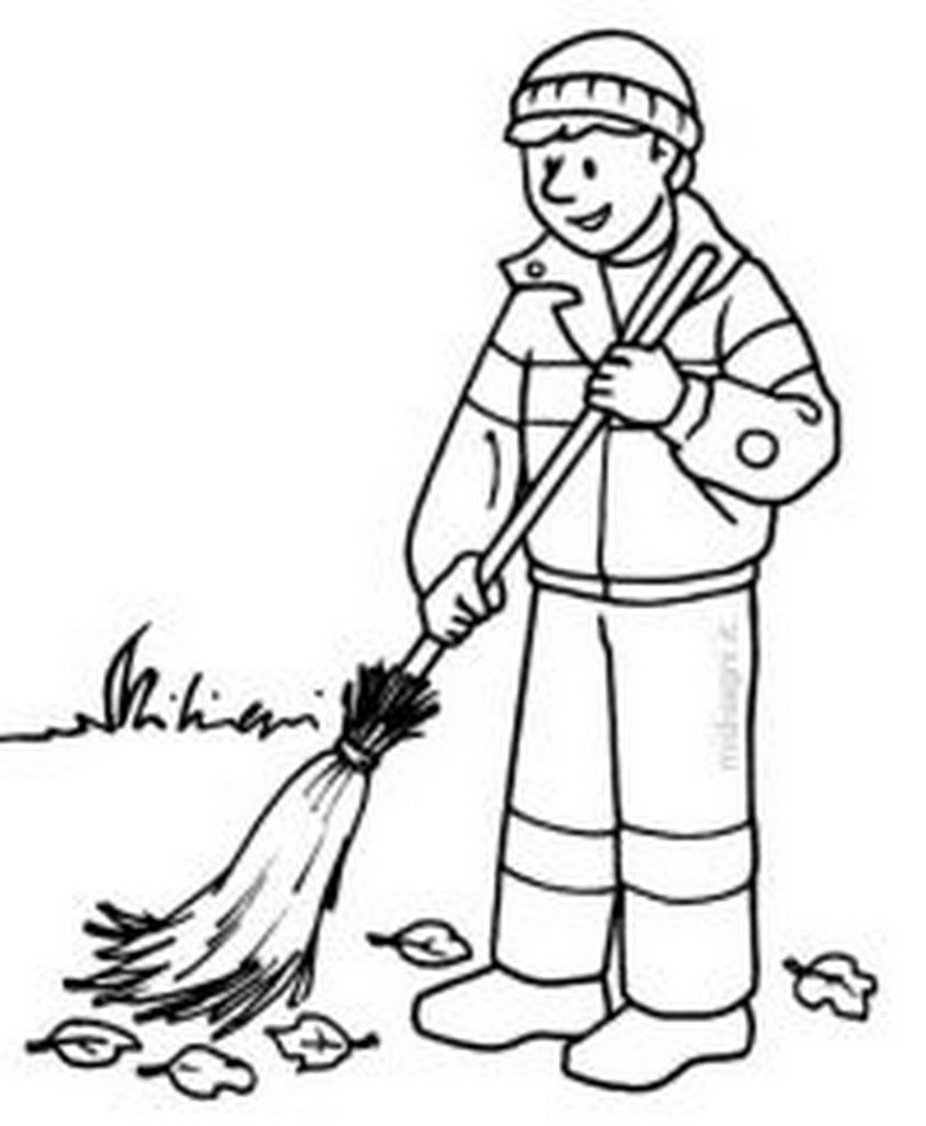 Tranh tô màu nghề nghiệp nhân viên vệ sinh