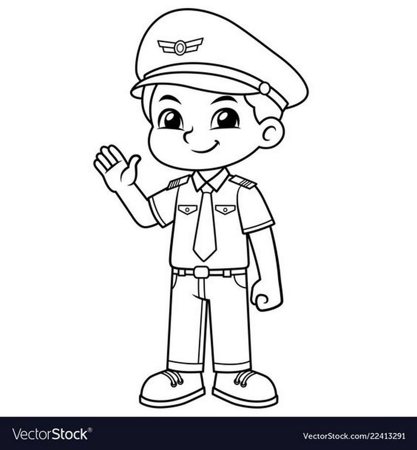 Tranh tô màu nghề nghiệp công an