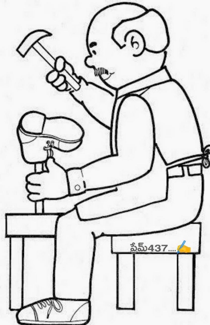 Tranh tô màu thợ sửa giày