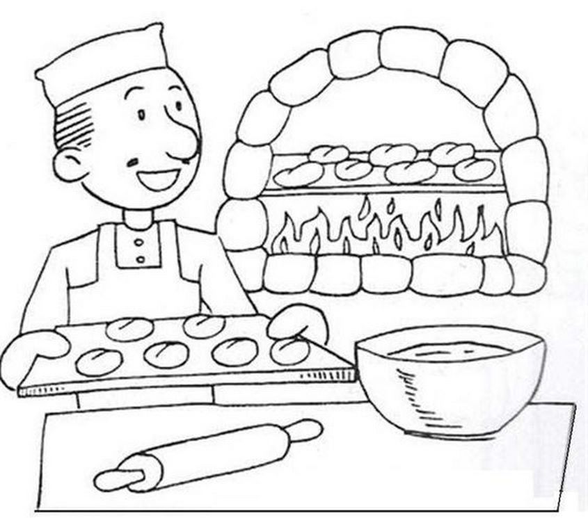 Tranh tô màu nghề nghiệp thợ làm bánh
