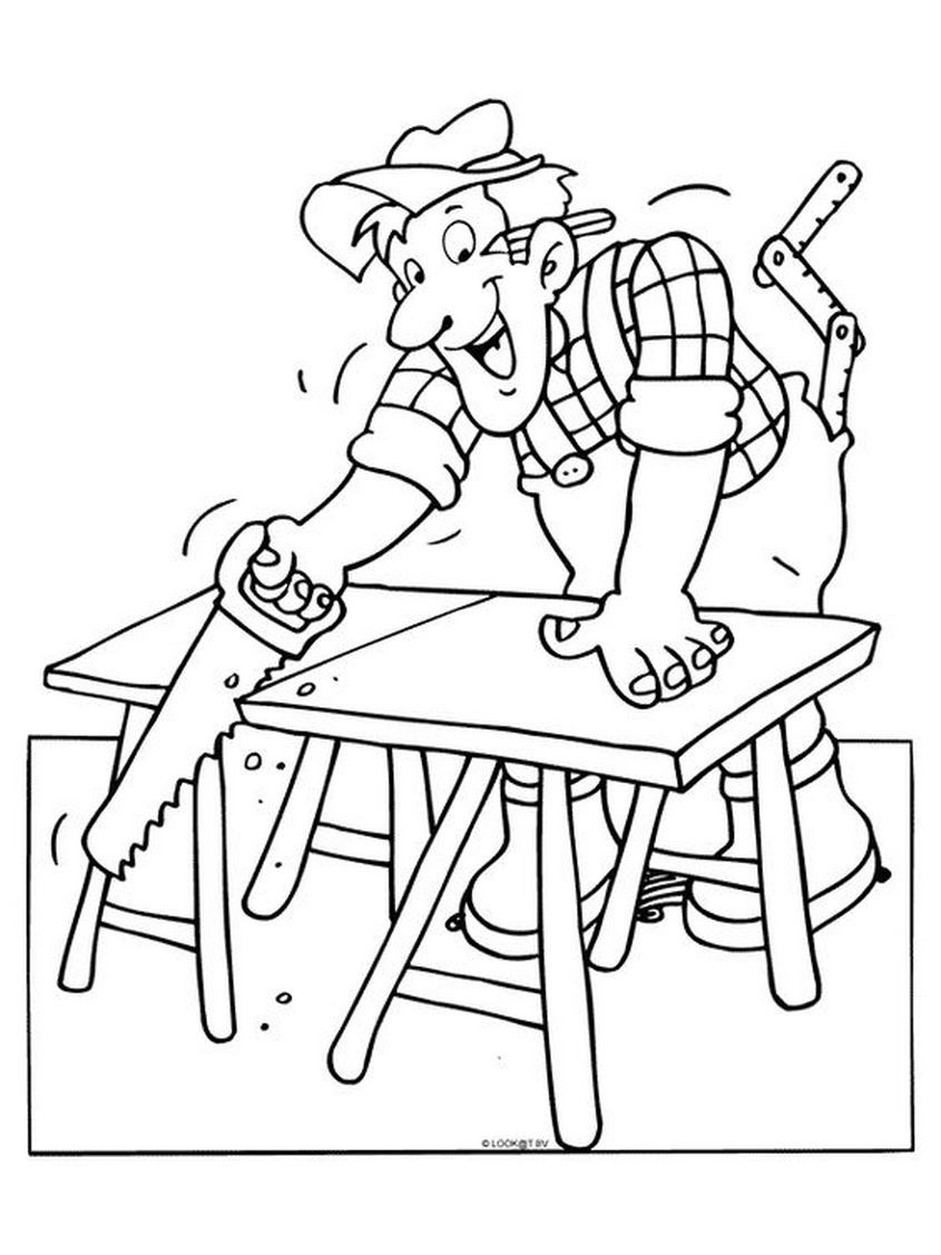 Tranh tô màu nghề nghiệp thợ mộc